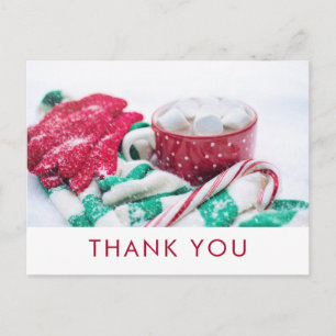 Heiße Schokolade & Zuckerstange   Weihnachtsdanke Postkarte
