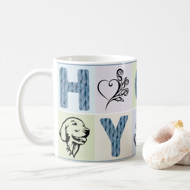 Heiße u. hygge Tasse (blaue Buchstaben u. (Mit Donut)