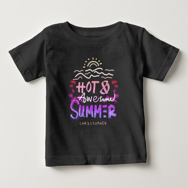 Heiße und Phantastische Sommer-Individuelle Name Baby T-shirt (Vorderseite)