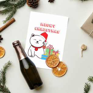 Heiße Weihnachten! Cartoon Cat Meow Christmas Desi Postkarte