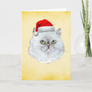 Heiße Weihnachten! Eine niedliche Katze mit Weihna Feiertagskarte