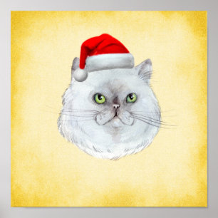 Heiße Weihnachten! Eine niedliche Katze mit Weihna Poster