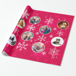 Heiße Weihnachtsrosa Fotos Snowflake Design Geschenkpapier