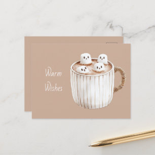 Heiße-Wünsche-Kakao Brauner Becher Marshmallows Postkarte
