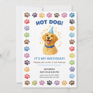 Heiße Wurst, ich hab Geburtstag, Hundeparty  Einladung