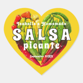Heiße würzige Salsa Chili Paprikaschoten Herz Senf Herz-Aufkleber