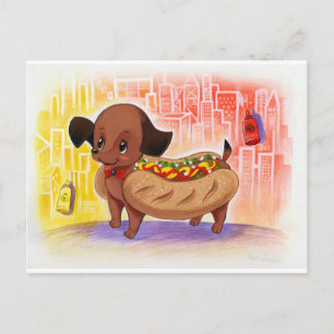 Heißen Hund In Der Stadt Kitschy Cute Postkarte