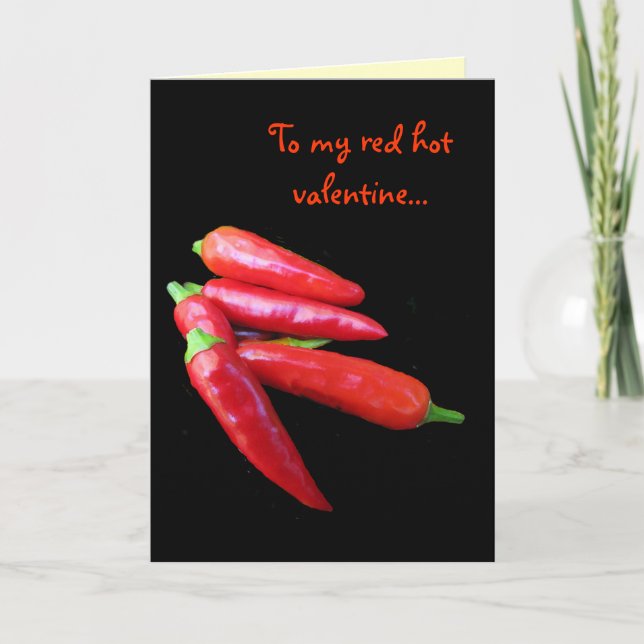 Heißer Chili-PaprikaschotenValentine Feiertagskarte (Vorderseite)