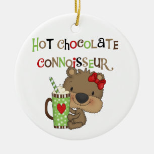 Heißer ChocolateConoisseur Mädchen-Bär Keramikornament