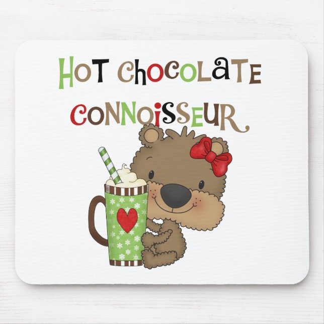 Heißer ChocolateConoisseur Mädchen-Bär Mousepad (Vorne)