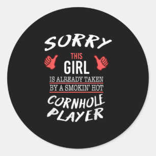 Heißer Cornhole-Spieler Lustig Runder Aufkleber