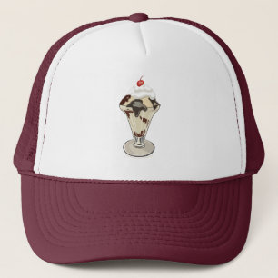 Heißer Fudge-Eiscremebecher-Nachtisch-Eiscreme-Hu Truckerkappe