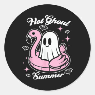 Heißer Ghoul-Sommer Flamingo-Geist Summerween Runder Aufkleber
