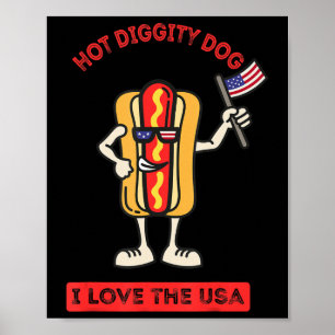 Heißer Hund am 4. Juli Patriotischer BBQ-Picknick- Poster
