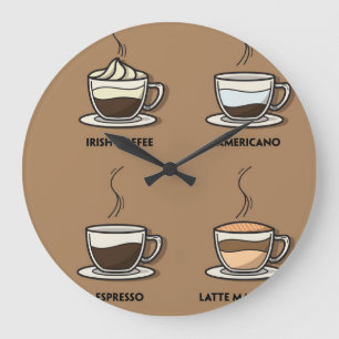 Heißer Kaffee Große Wanduhr
