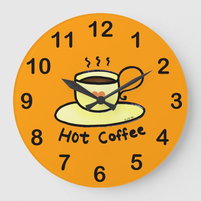 heißer Kaffee Große Wanduhr (Vorderseite)