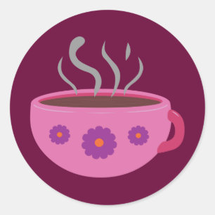 heißer Kaffee Runder Aufkleber