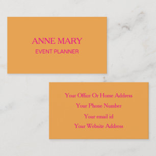 Heißer Pink Orange Trendiger Moderner Eventplaner Visitenkarte