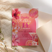 Heißer Pinker Zitrus-Tropical-Disco-Glitzer-Geburt