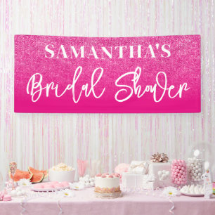 Heißer Rosa-Farbblock-Glitter-Brautjunggesellinnen Banner