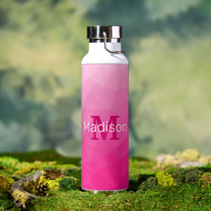 Heißer rosa Farbverlauf Geometrisches Mesh-Muster- Trinkflasche