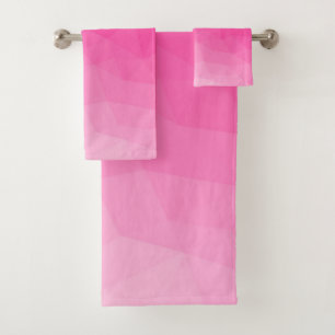 Heißer rosa Farbverlauf geometrisches Netz helles  Badhandtuch Set