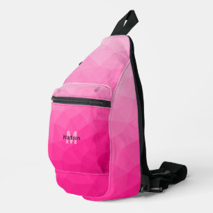 Heißer rosa Farbverlauf geometrisches Netz-Muster  Crossbody Bag