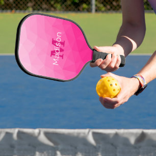 Heißer Rosa-Farbverlauf Geometrisches Netz-Muster- Pickleball Schläger