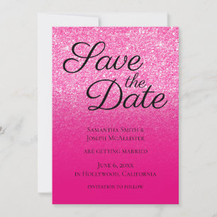 Heißer Rosa Farbverlauf Glitter Save The Date