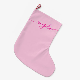 Heißer Rosa-Glam-Signatur zentrierter Name Großer Weihnachtsstrumpf