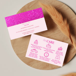 Heißer Rosa Glitter Feminine Marken Cake Care  Visitenkarte
