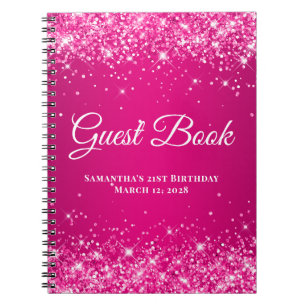 Heißer Rosa Glitter Himbeer Ombre Geburtstagsgäste Notizblock