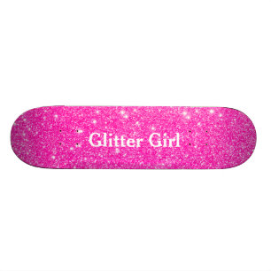 Heißer Rosa Glitter Mädchen Zeigen Sie Ihre Glamou Skateboard