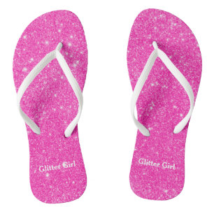Heißer Rosa Glitter Mädchen Zeigen Sie Ihren Glamo Flip Flops