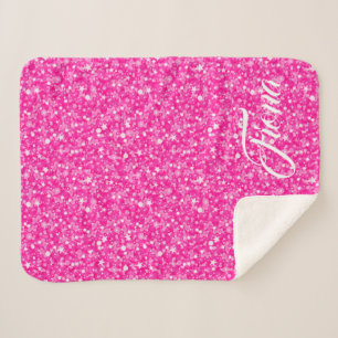 Heißer Rosa Glitter Nahtloses Muster Sherpadecke