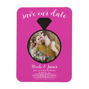Heißer Rosa Hochzeitsring Foto Save the Date Magnet