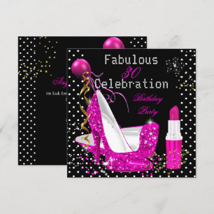 Heißer Rosa Lippenstift Glitter Absätze Polka-Punk Einladung