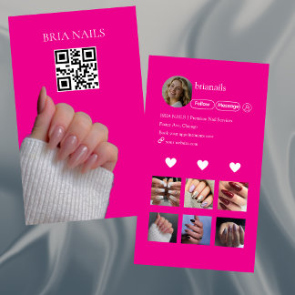 Heißer Rosa Moderner QR-Code für Nageldesigner Visitenkarte