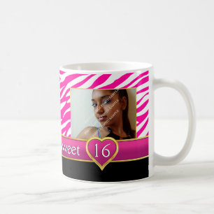 Heißer rosa Zebradruck Glam Sweet Sixteen Geburtst Kaffeetasse