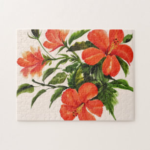 Heißer roter Hibiskus Puzzle