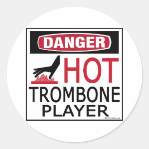 Heißer Trombone-Spieler Runder Aufkleber