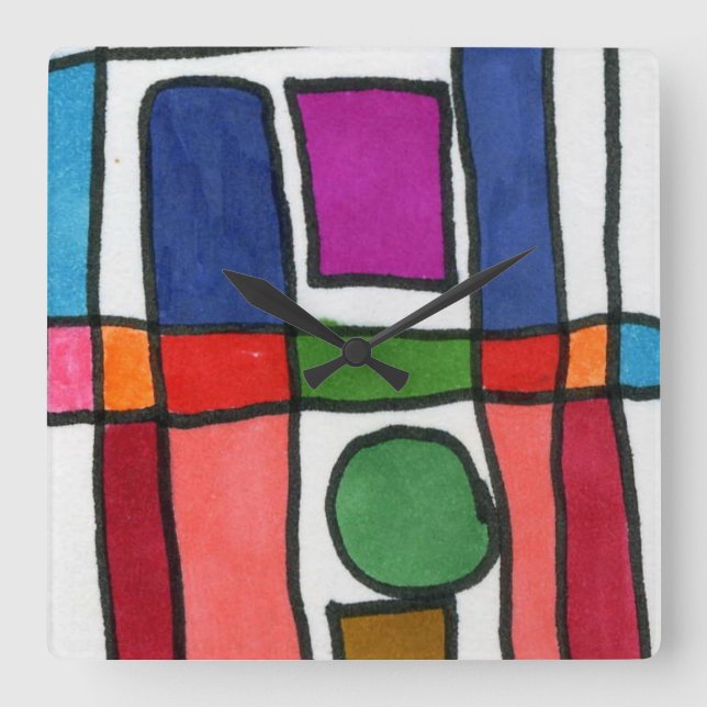 Heißer und cooler Rechteckstreifen mit einem Quadratische Wanduhr (Vorderseite)