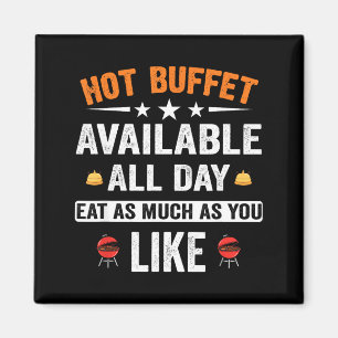 Heißes Buffet den ganzen Tag verfügbar. Essen Sie Magnet