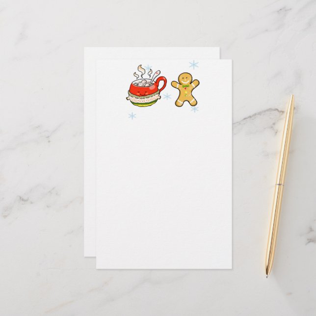 heißes Kakao + Lebkuchen Briefpapier (Vorderseite/Rückseite Beispiel)