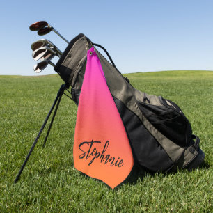 Heißes Magenta Pink Helles Orange Ombre Schrift Na Golfhandtuch