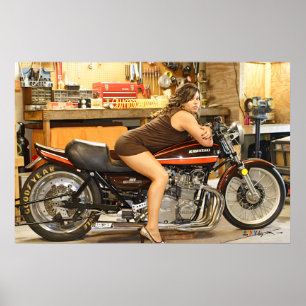 Heißes Modell + Ein heißes klassisches Dragbike Poster