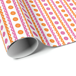 Heißes Pink Orange Preppy Gestreiftes Bastel- und  Geschenkpapier