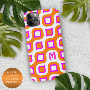 Heißes Pink Orange Weißes Midcentury-Kunstmuster iPhone 16 Pro Max Hülle