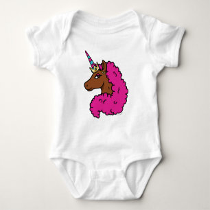 Heißes Rosa Afro-Einhorn Baby Strampler