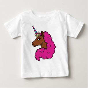 Heißes Rosa Afro Einhorn Baby T-shirt